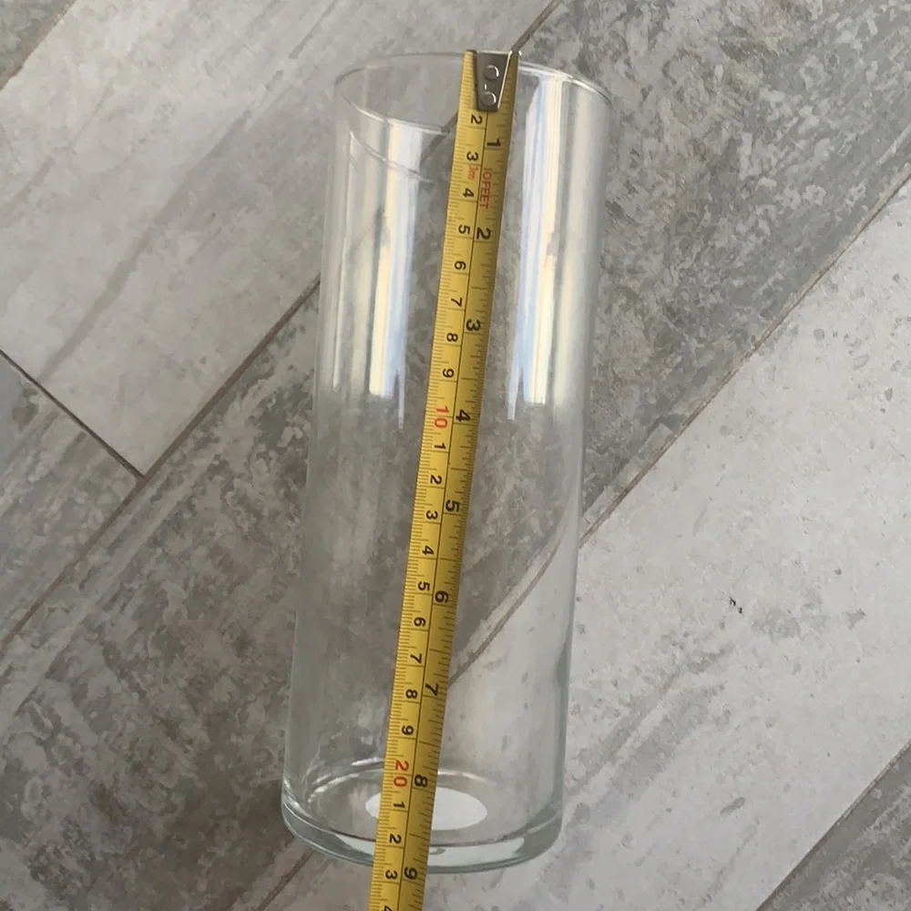 1-2pcs Minimalist Straight Clear Glass Tall Cylinder Vase